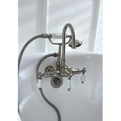 New Vintage Wall Mount Clawfoot Brass Tub Filler with Hand Shower Tub Faucets
