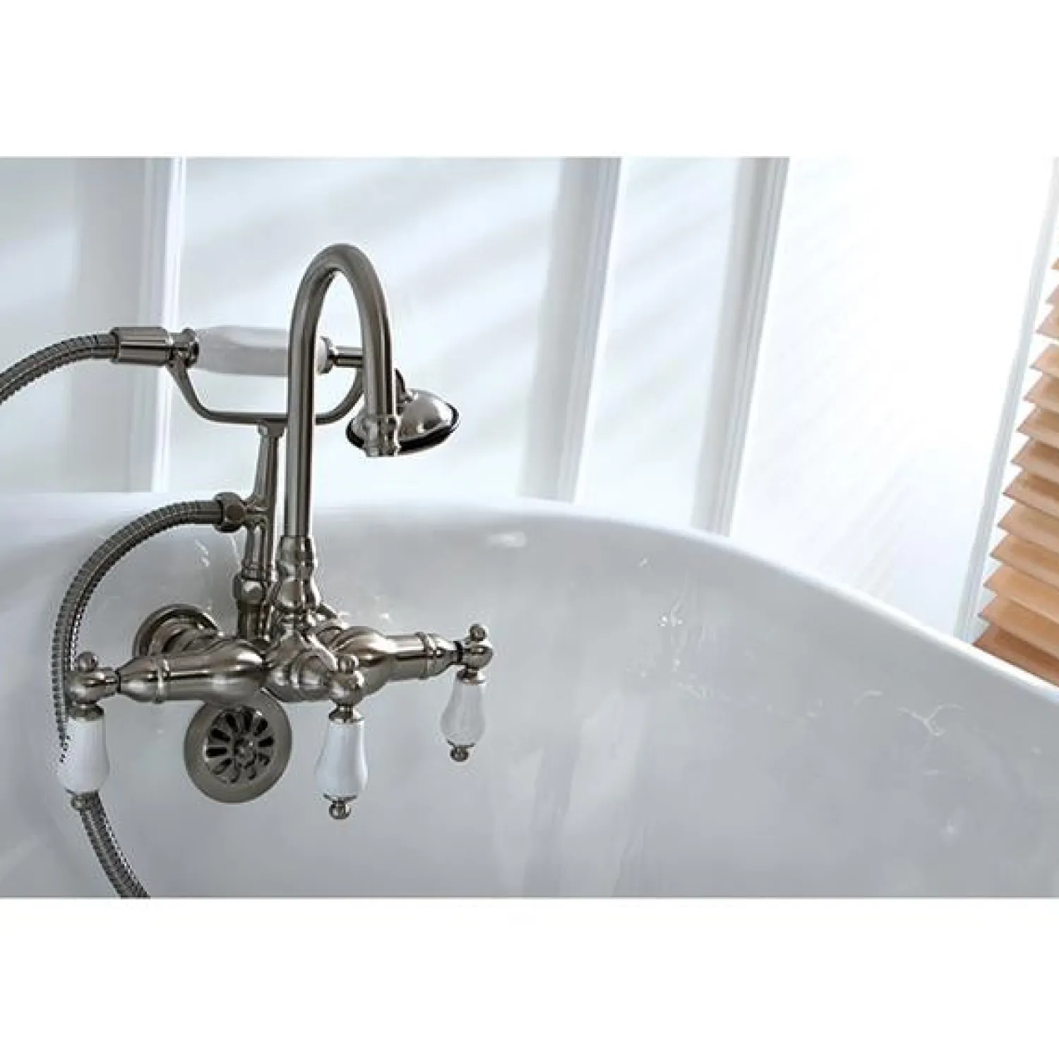 New Vintage Wall Mount Clawfoot Brass Tub Filler with Hand Shower Tub Faucets