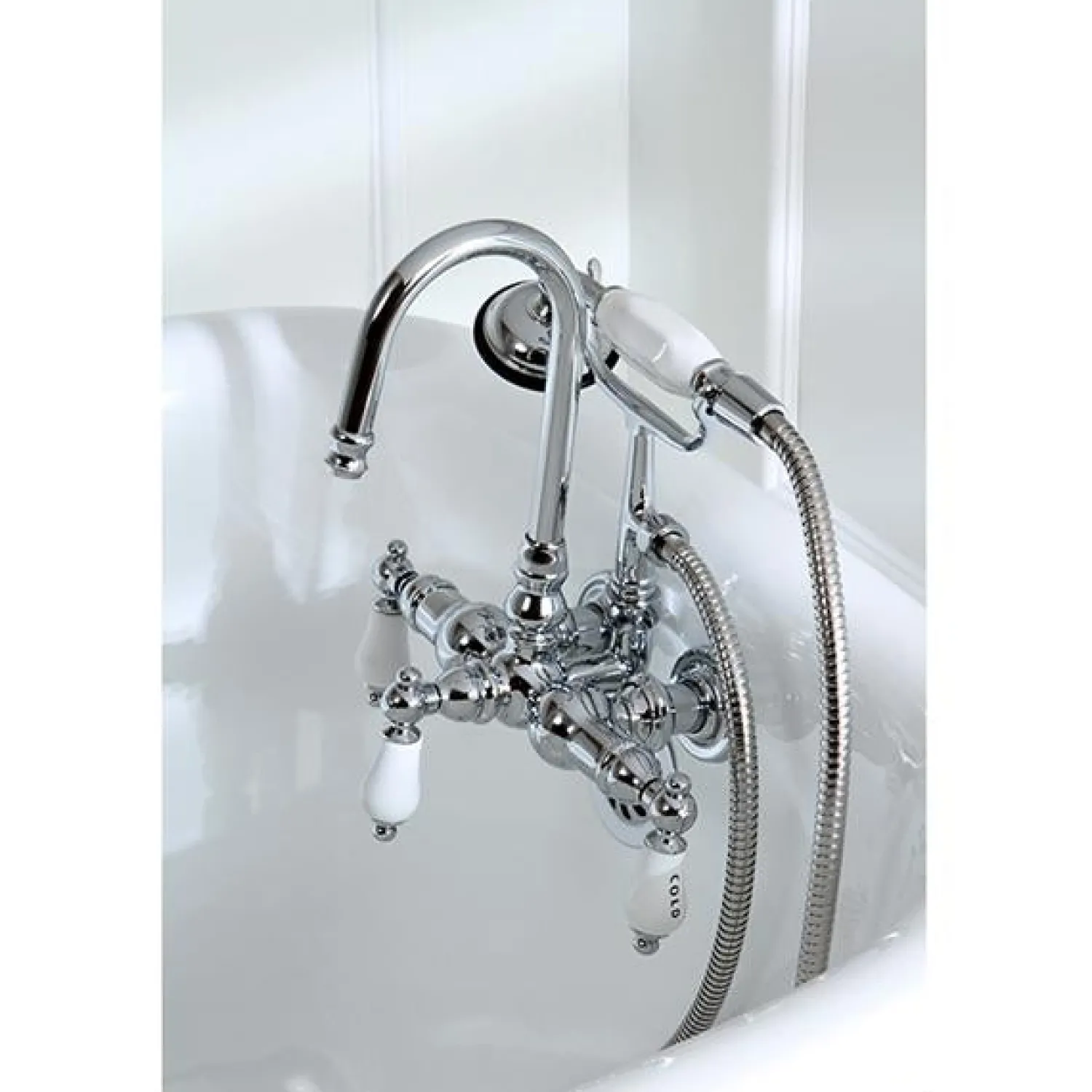 New Vintage Wall Mount Clawfoot Brass Tub Filler with Hand Shower Tub Faucets