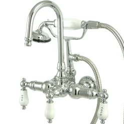 New Vintage Wall Mount Clawfoot Brass Tub Filler with Hand Shower Tub Faucets