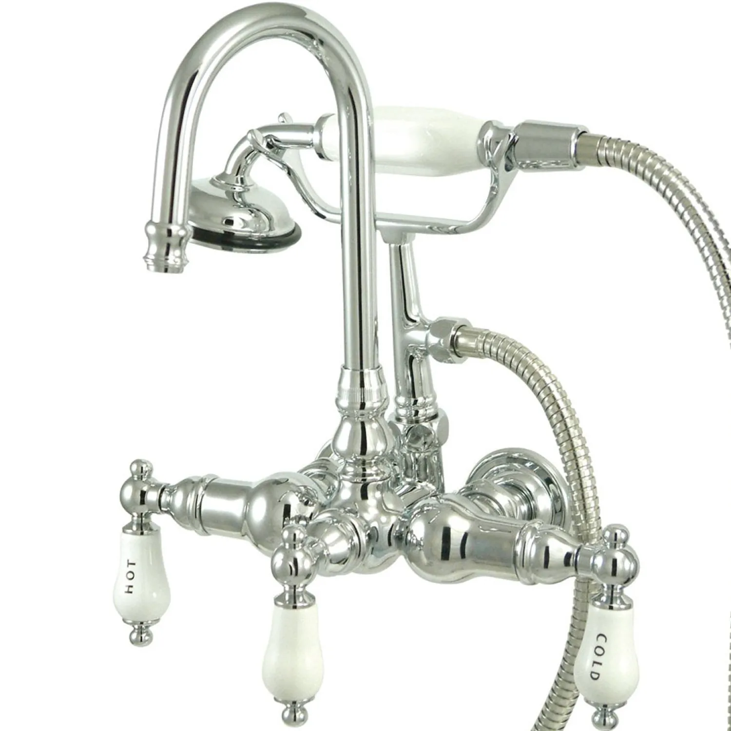 New Vintage Wall Mount Clawfoot Brass Tub Filler with Hand Shower Tub Faucets