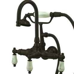 New Vintage Wall Mount Clawfoot Brass Tub Filler with Hand Shower Tub Faucets