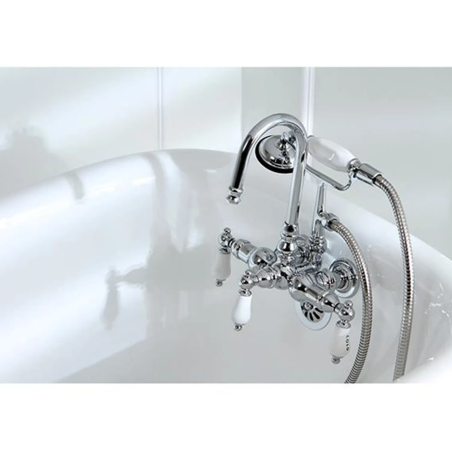 New Vintage Wall Mount Clawfoot Brass Tub Filler with Hand Shower Tub Faucets