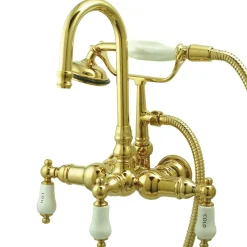 New Vintage Wall Mount Clawfoot Brass Tub Filler with Hand Shower Tub Faucets