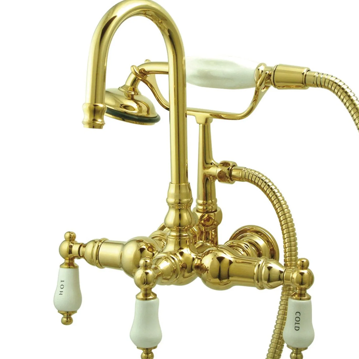 New Vintage Wall Mount Clawfoot Brass Tub Filler with Hand Shower Tub Faucets