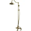 Discount Vintage Wall Mount Clawfoot Tub and Shower Package in Polished Brass Tub Faucets
