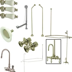Vintage Wall Mount Gooseneck Clawfoot Tub Faucet Package Tub Faucets