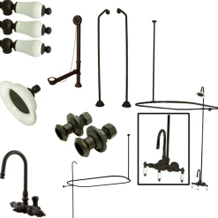 Vintage Wall Mount Gooseneck Clawfoot Tub Faucet Package Tub Faucets