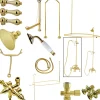 Online Vintage Wall Mount Down Spout Clawfoot Tub and Shower Package with Metal Lever Handles Tub Faucets
