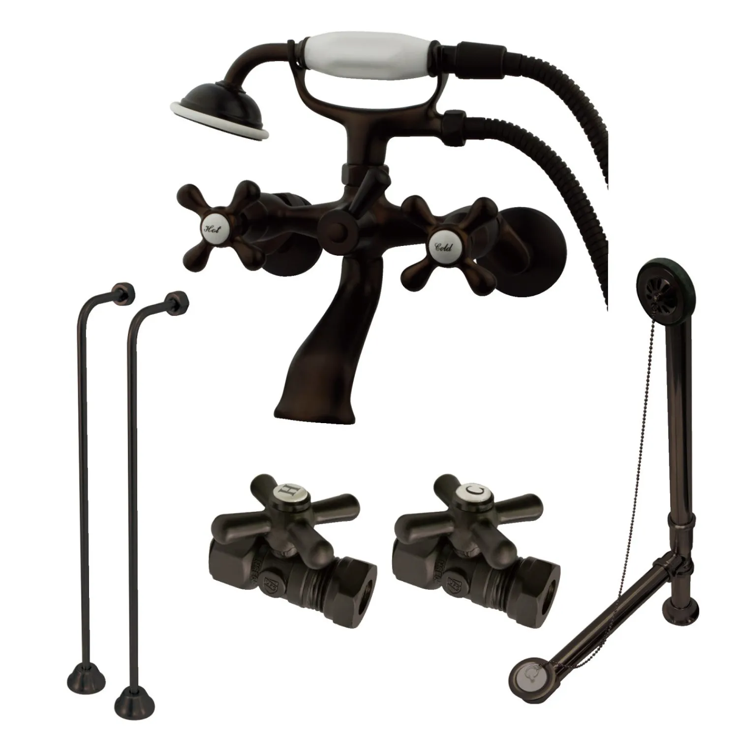 Vintage Wall Mount Clawfoot Tub Faucet Package Tub Faucets