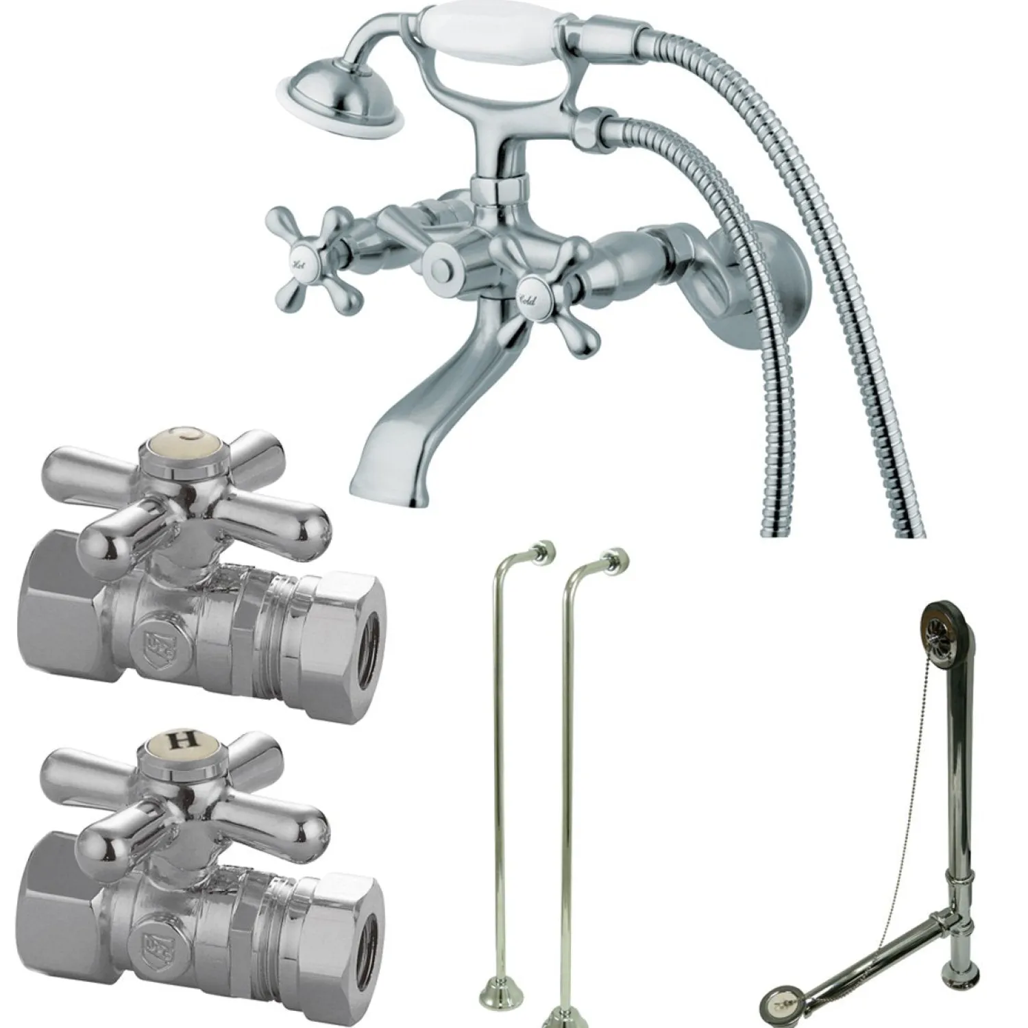 Vintage Wall Mount Clawfoot Tub Faucet Package Tub Faucets