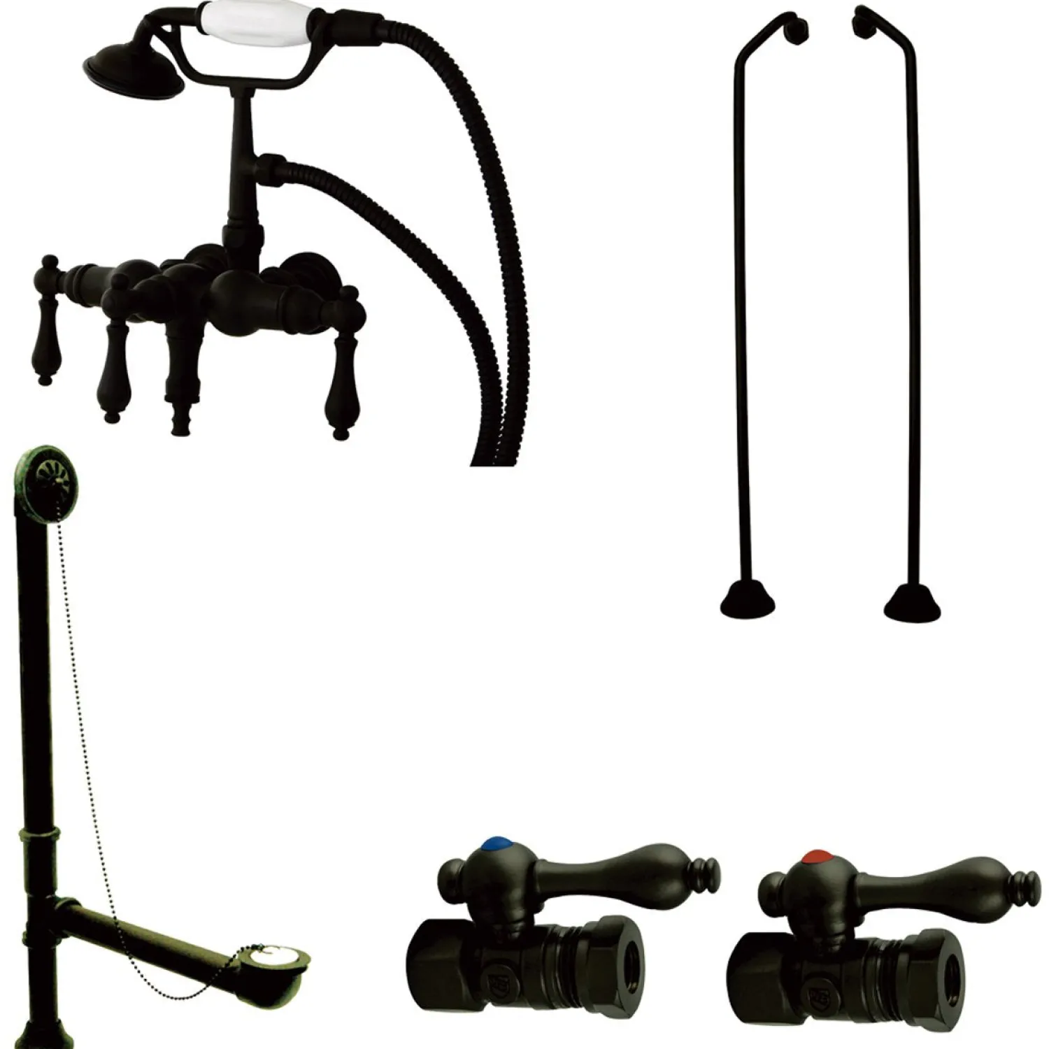 Discount Vintage Wall Mount Down Spout Clawfoot Tub Faucet Package Tub Faucets