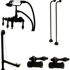 Best Vintage Wall Mount Down Spout Clawfoot Tub Faucet Package in Oil Rubbed Bronze Tub Faucets