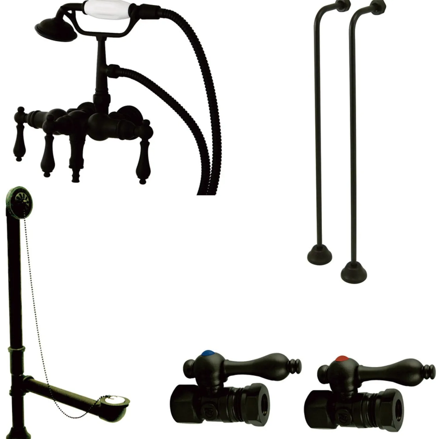 Best Vintage Wall Mount Down Spout Clawfoot Tub Faucet Package in Oil Rubbed Bronze Tub Faucets