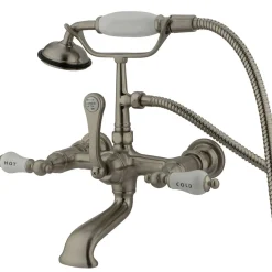 Online Vintage Wall Mount Clawfoot Brass Tub Filler Faucet with Hand Shower Tub Faucets