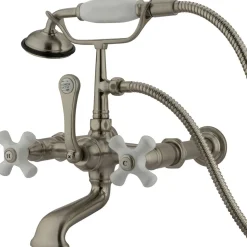 Sale Vintage Wall Mount 7" Spread Classic Clawfoot Tub Filler Faucet with Hand Shower Tub Faucets