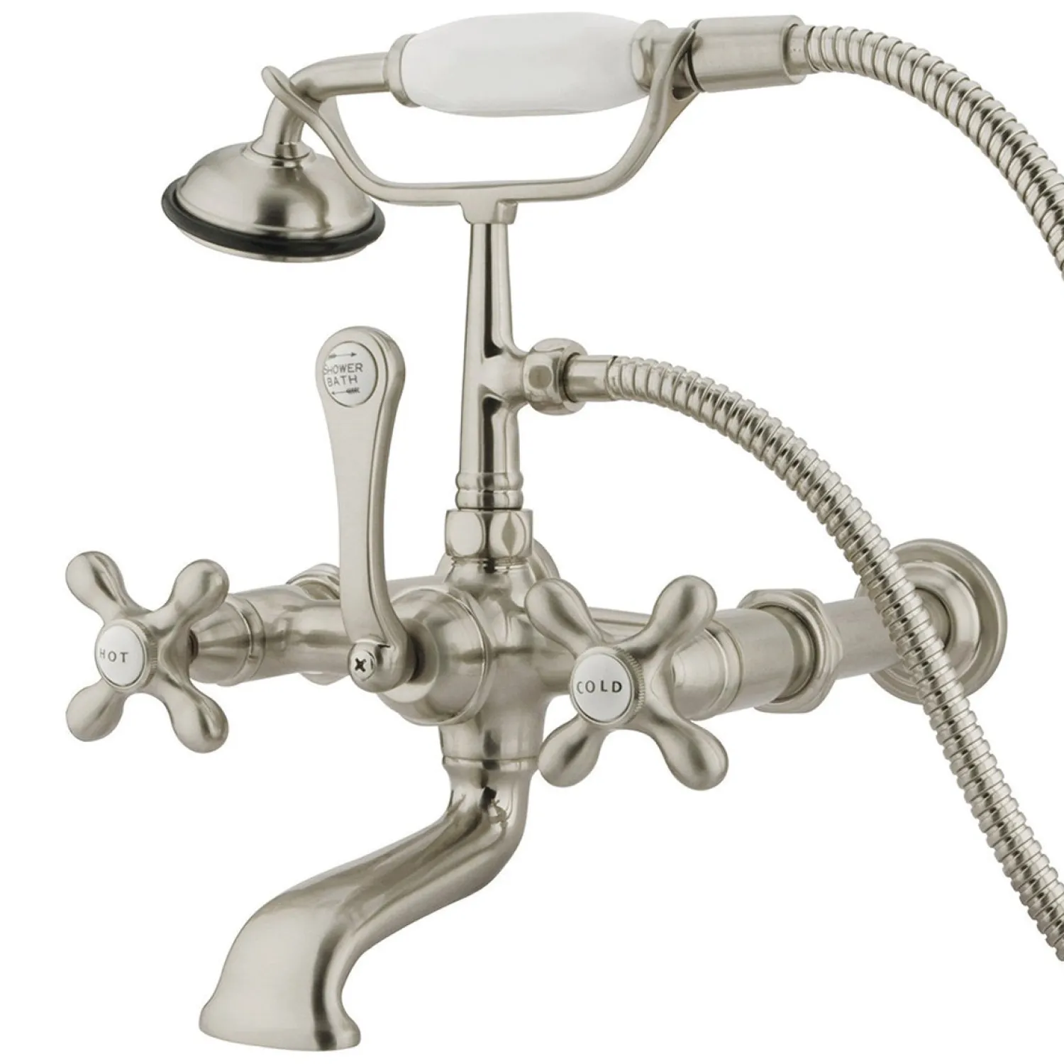 Best Vintage Wall Mount 7" Spread Clawfoot Tub Filler Faucet with Hand Shower Tub Faucets