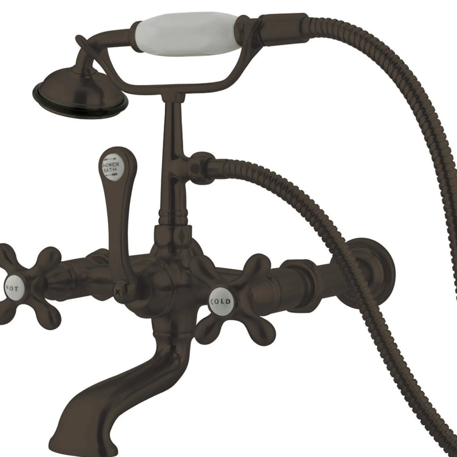 Best Vintage Wall Mount 7" Spread Clawfoot Tub Filler Faucet with Hand Shower Tub Faucets