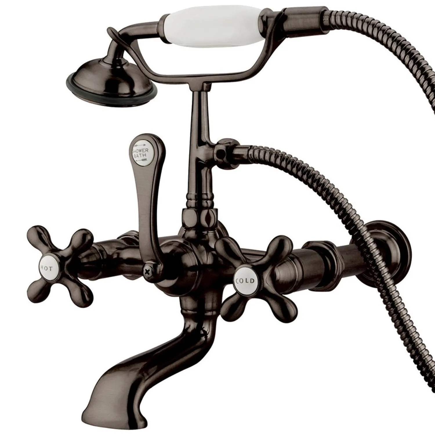 Best Vintage Wall Mount 7" Spread Clawfoot Tub Filler Faucet with Hand Shower Tub Faucets