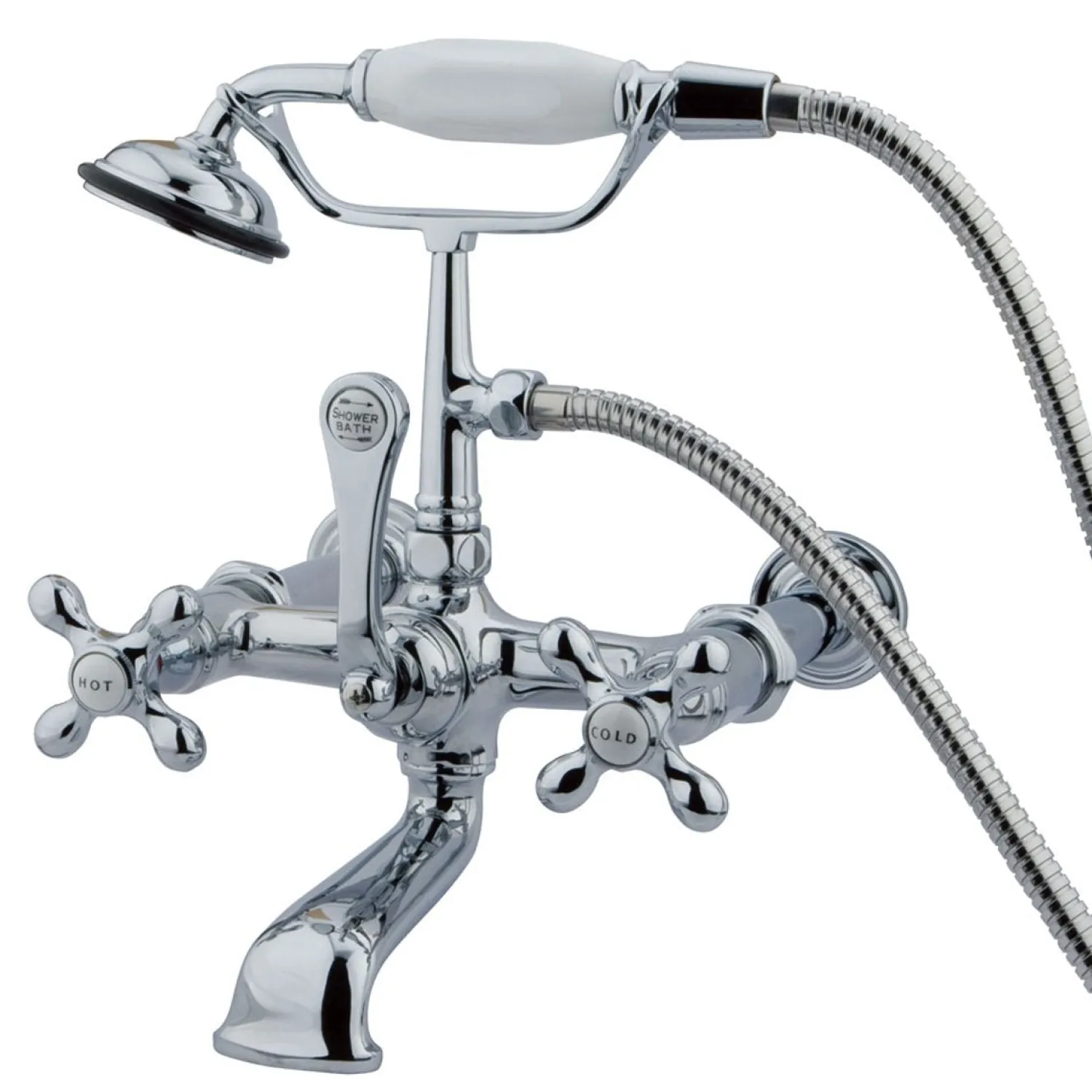 Best Vintage Wall Mount 7" Spread Clawfoot Tub Filler Faucet with Hand Shower Tub Faucets