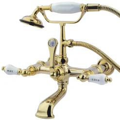 Vintage Wall Mount Clawfoot Tub Filler Faucet with 7" Spread and Hand Shower Tub Faucets