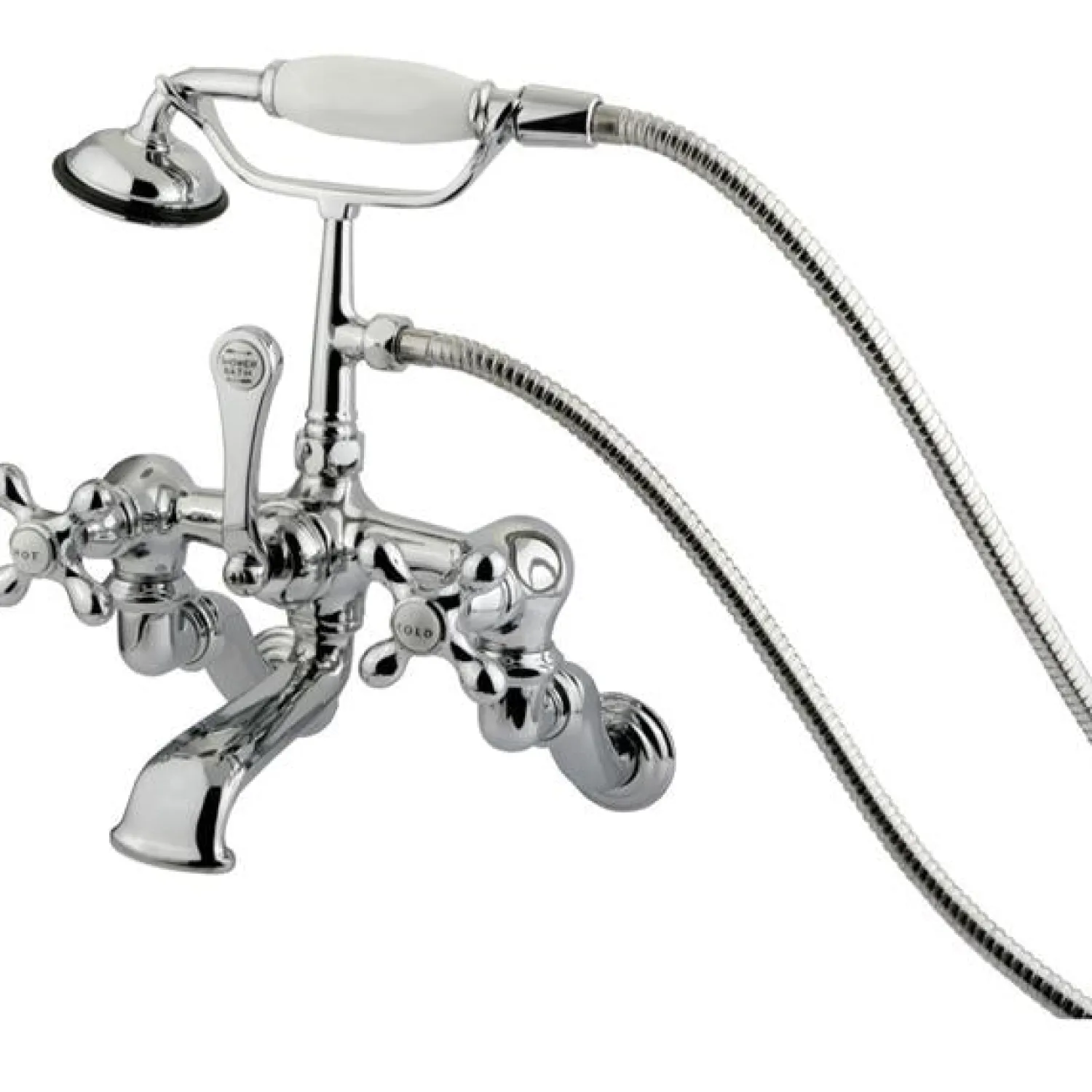 Hot Vintage Wall Mount Adjustable 3-3/8" - 10" Center Brass Clawfoot Tub Filler with Hand Shower Tub Faucets