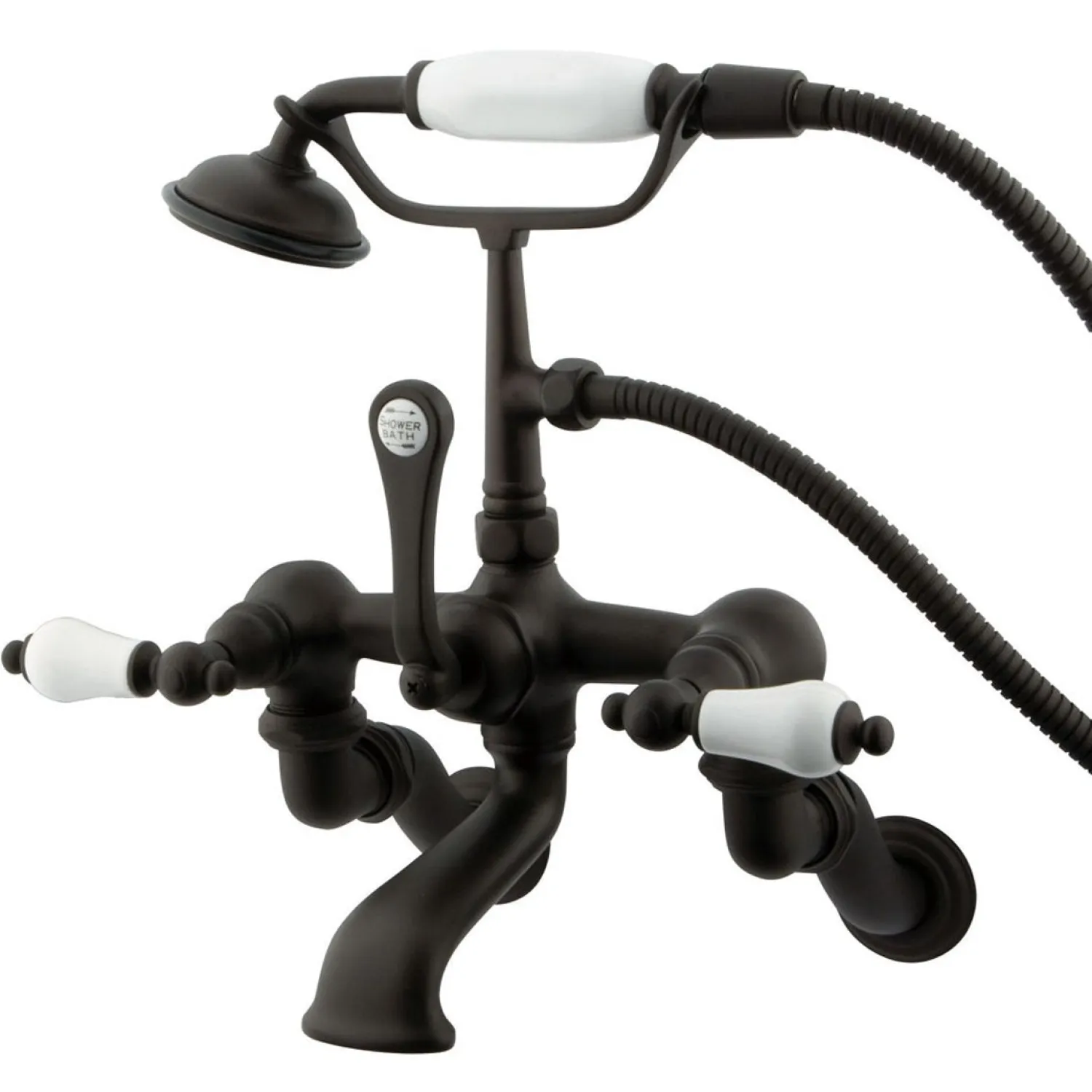 Hot Vintage Wall Mount Adjustable 3-3/8" - 10" Center Classic Clawfoot Tub Filler with Hand Shower Tub Faucets