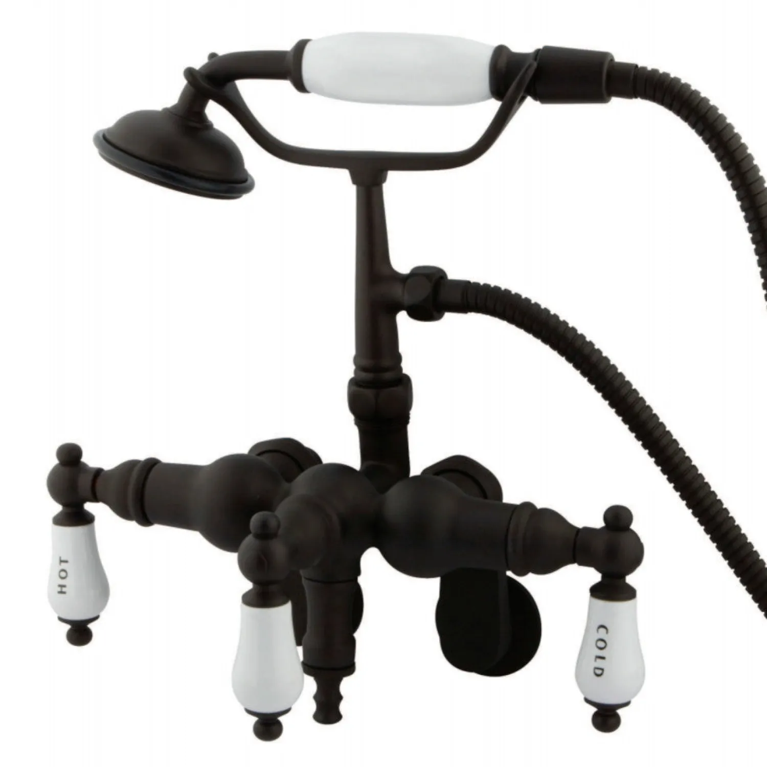 Vintage Wall Mount Adjustable 3-3/8" - 9" Center Clawfoot Tub Filler with Hand Shower Tub Faucets