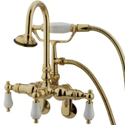 New Vintage Wall Mount 3-3/8" - 9" Adjustable Center Classic Clawfoot Tub Filler with Hand Shower Tub Faucets