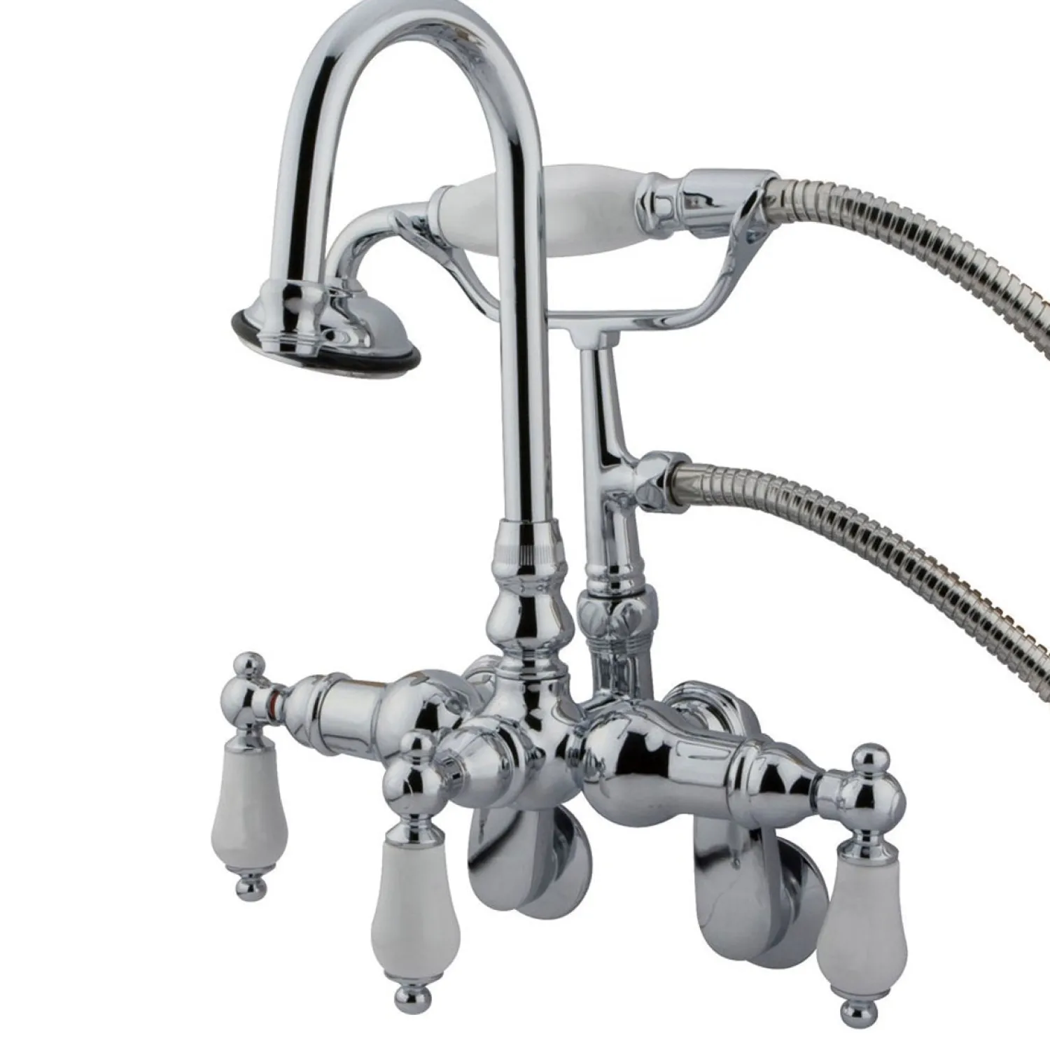 New Vintage Wall Mount 3-3/8" - 9" Adjustable Center Classic Clawfoot Tub Filler with Hand Shower Tub Faucets