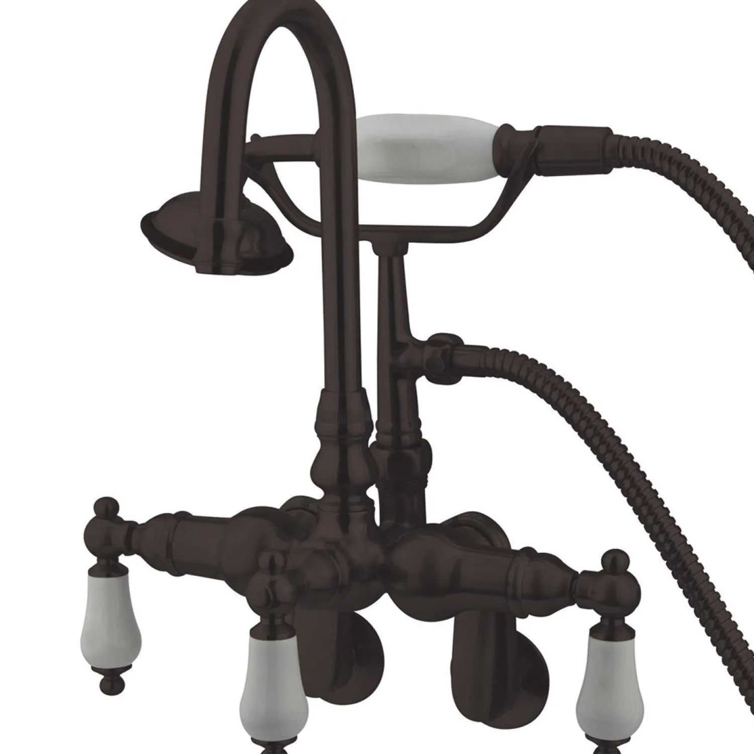 New Vintage Wall Mount 3-3/8" - 9" Adjustable Center Classic Clawfoot Tub Filler with Hand Shower Tub Faucets