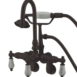 Outlet Vintage Wall Mount 3-3/8" - 9" Adjustable Center Clawfoot Tub Filler with Hand Shower Tub Faucets
