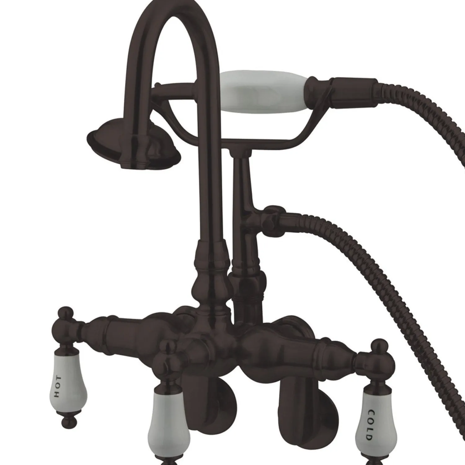 Outlet Vintage Wall Mount 3-3/8" - 9" Adjustable Center Clawfoot Tub Filler with Hand Shower Tub Faucets