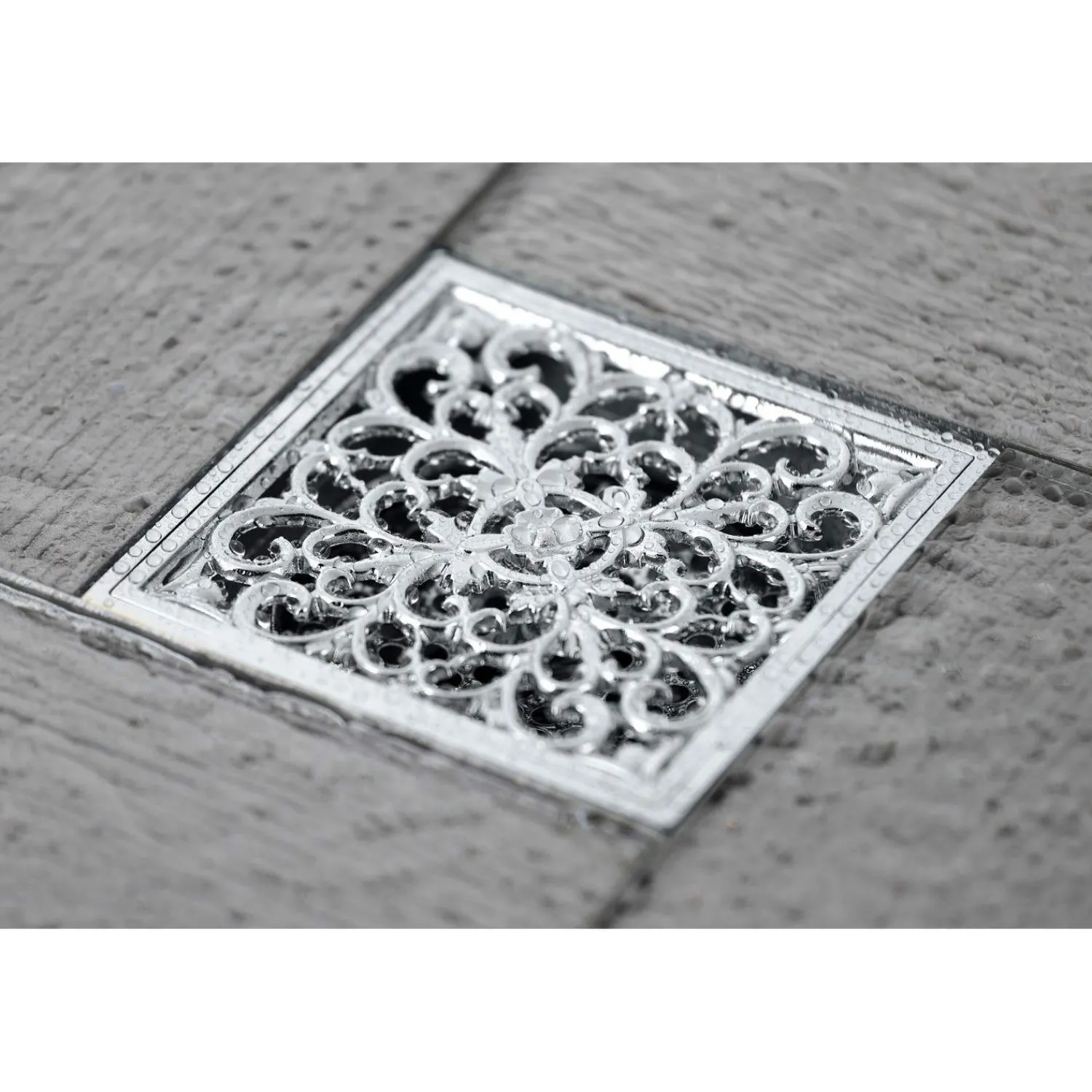 Sale Watercourse Scroll 4" Square Grid Shower Drain Shower Drains