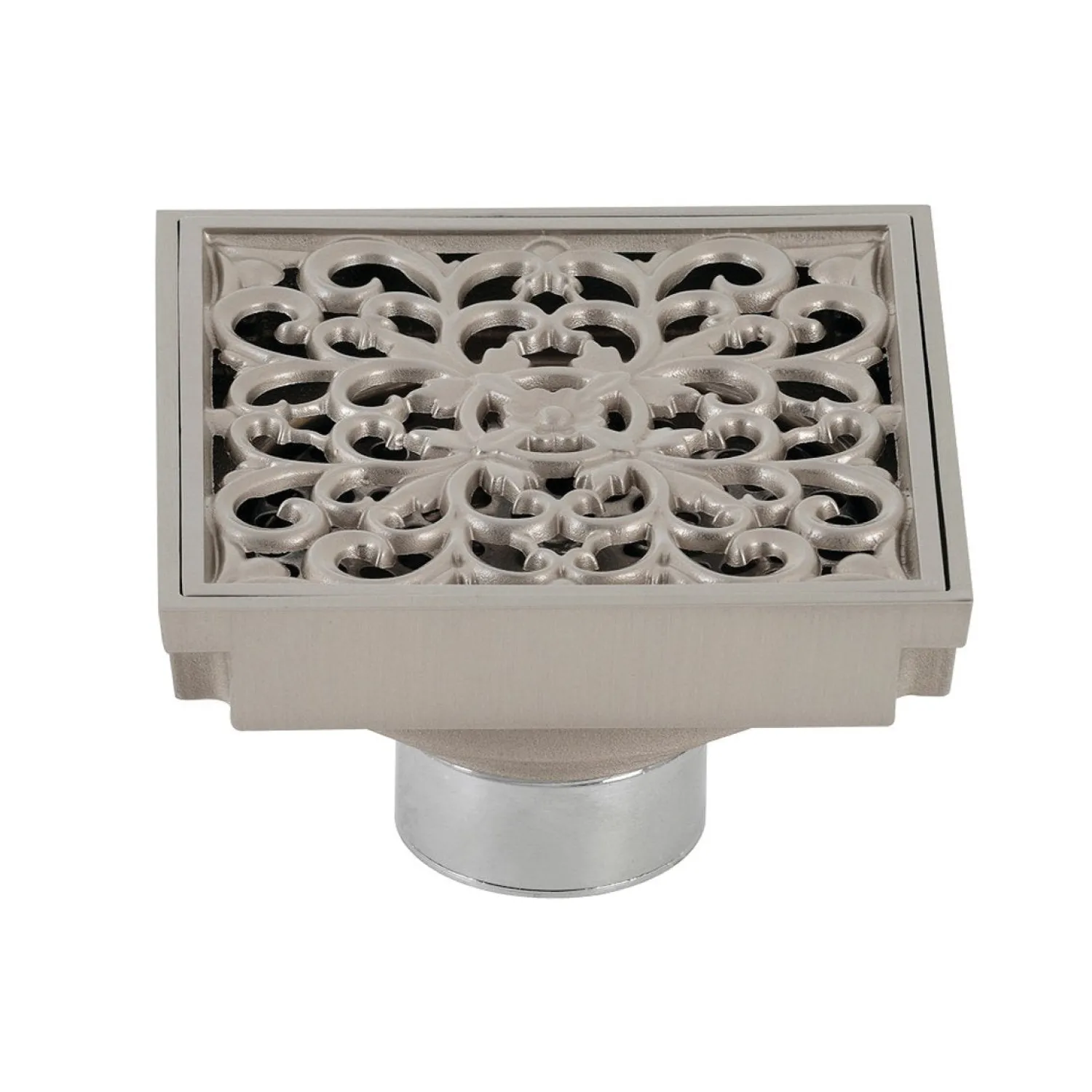 Sale Watercourse Scroll 4" Square Grid Shower Drain Shower Drains
