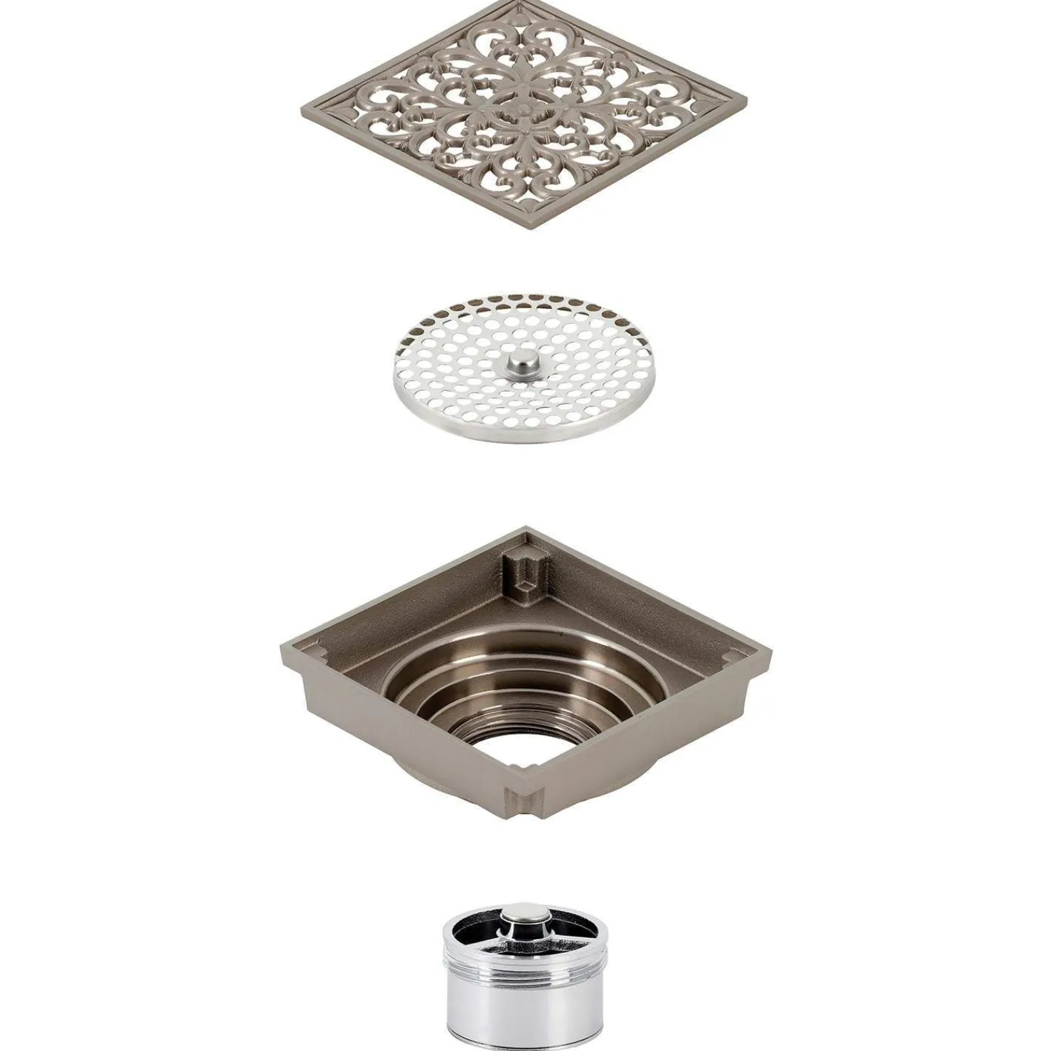Sale Watercourse Scroll 4" Square Grid Shower Drain Shower Drains