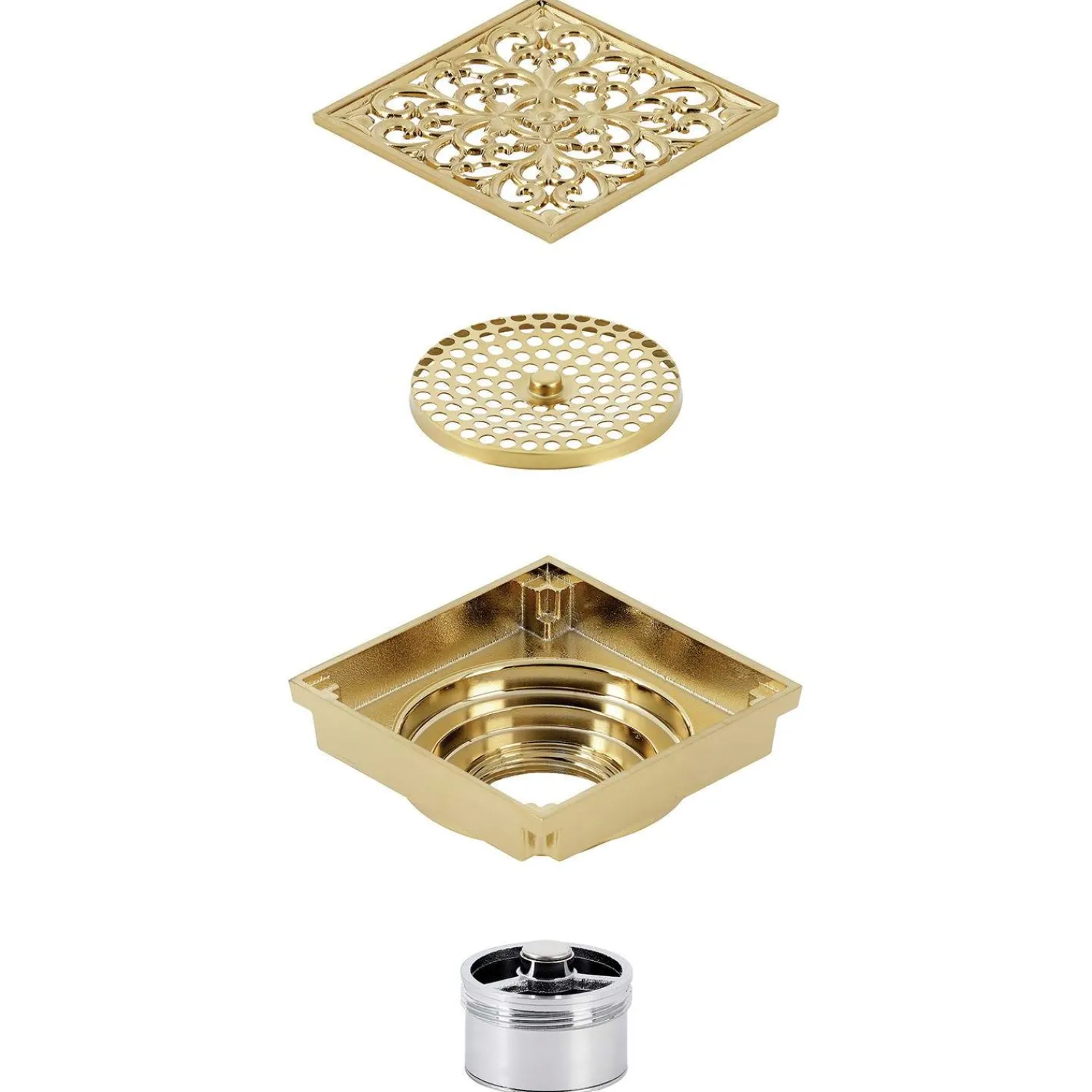 Sale Watercourse Scroll 4" Square Grid Shower Drain Shower Drains