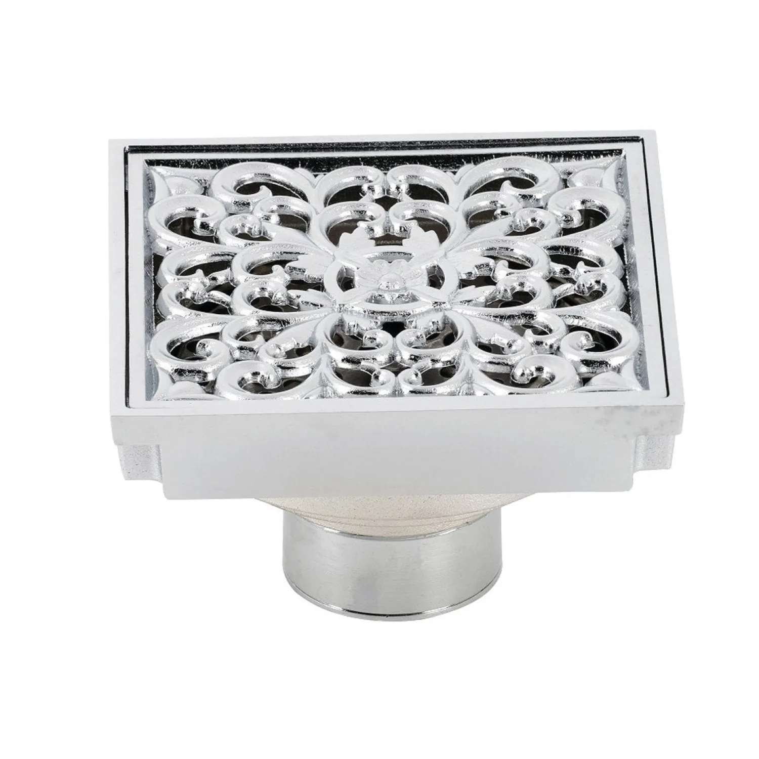 Sale Watercourse Scroll 4" Square Grid Shower Drain Shower Drains
