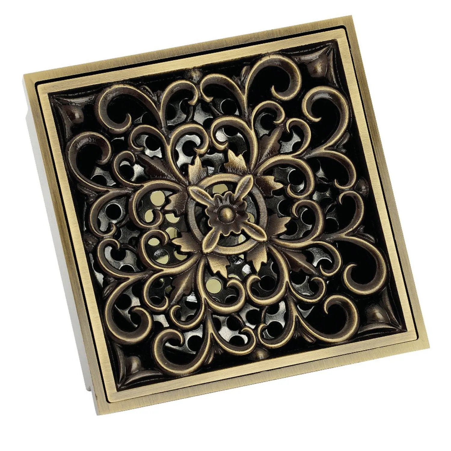 Sale Watercourse Scroll 4" Square Grid Shower Drain Shower Drains