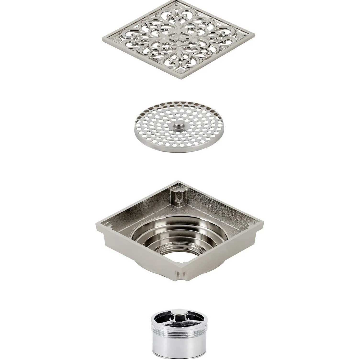 Sale Watercourse Scroll 4" Square Grid Shower Drain Shower Drains