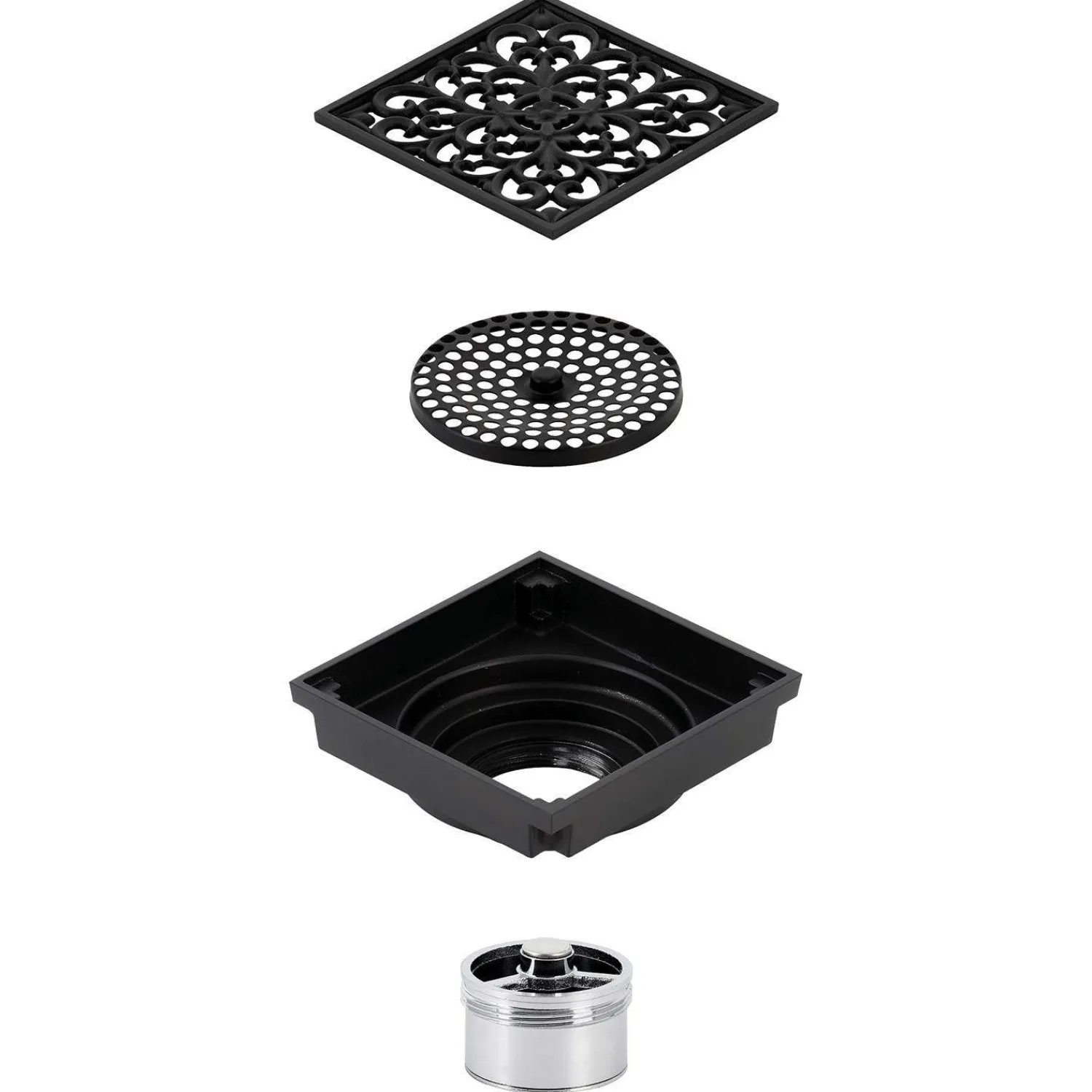 Sale Watercourse Scroll 4" Square Grid Shower Drain Shower Drains