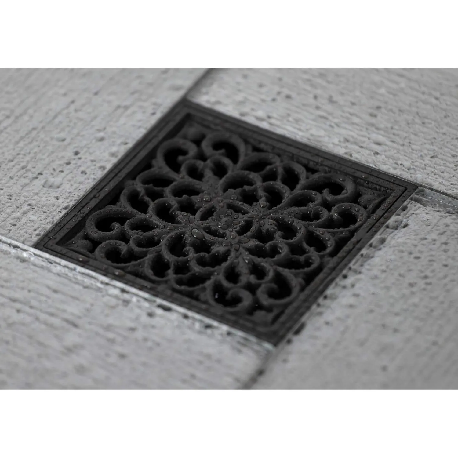 Sale Watercourse Scroll 4" Square Grid Shower Drain Shower Drains