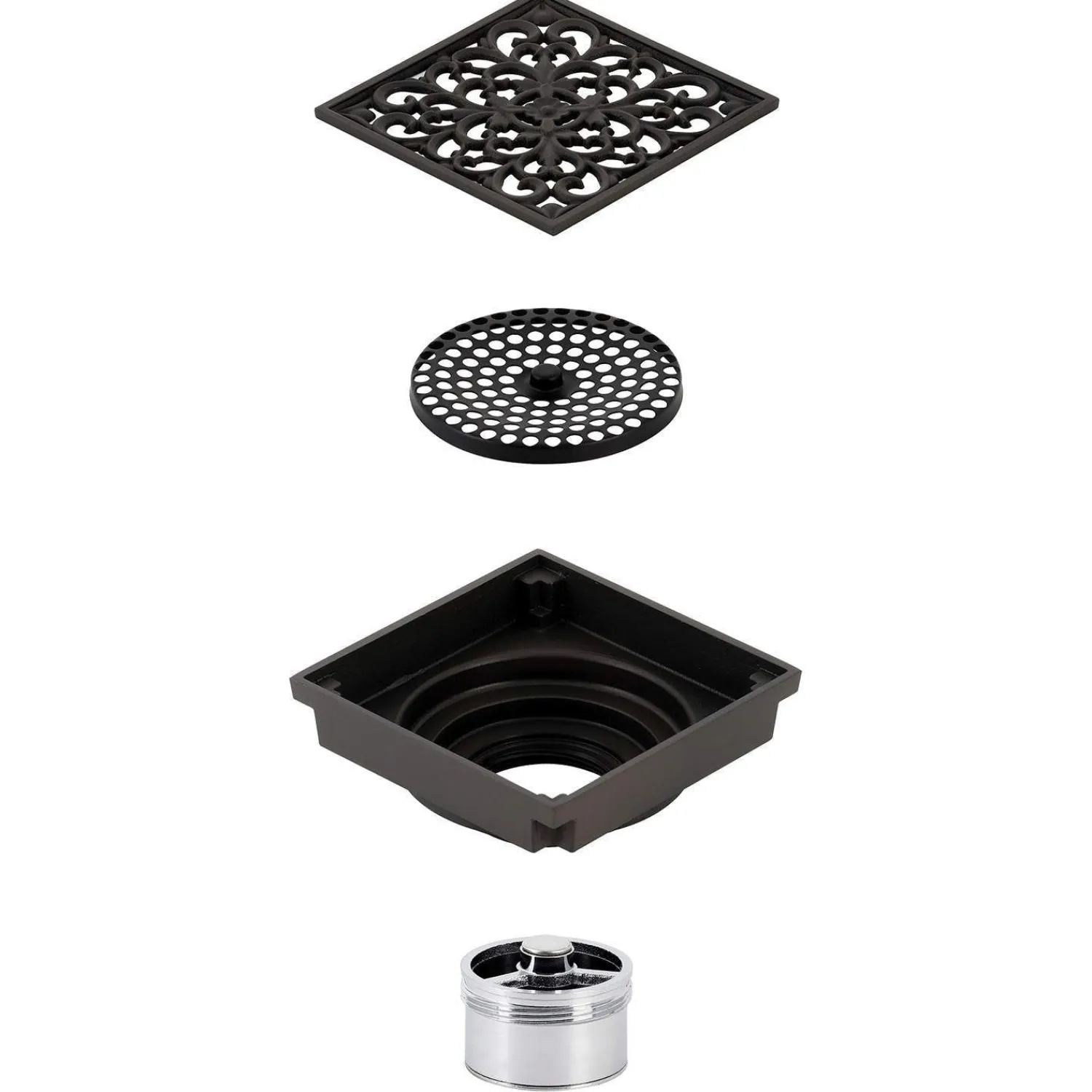Sale Watercourse Scroll 4" Square Grid Shower Drain Shower Drains