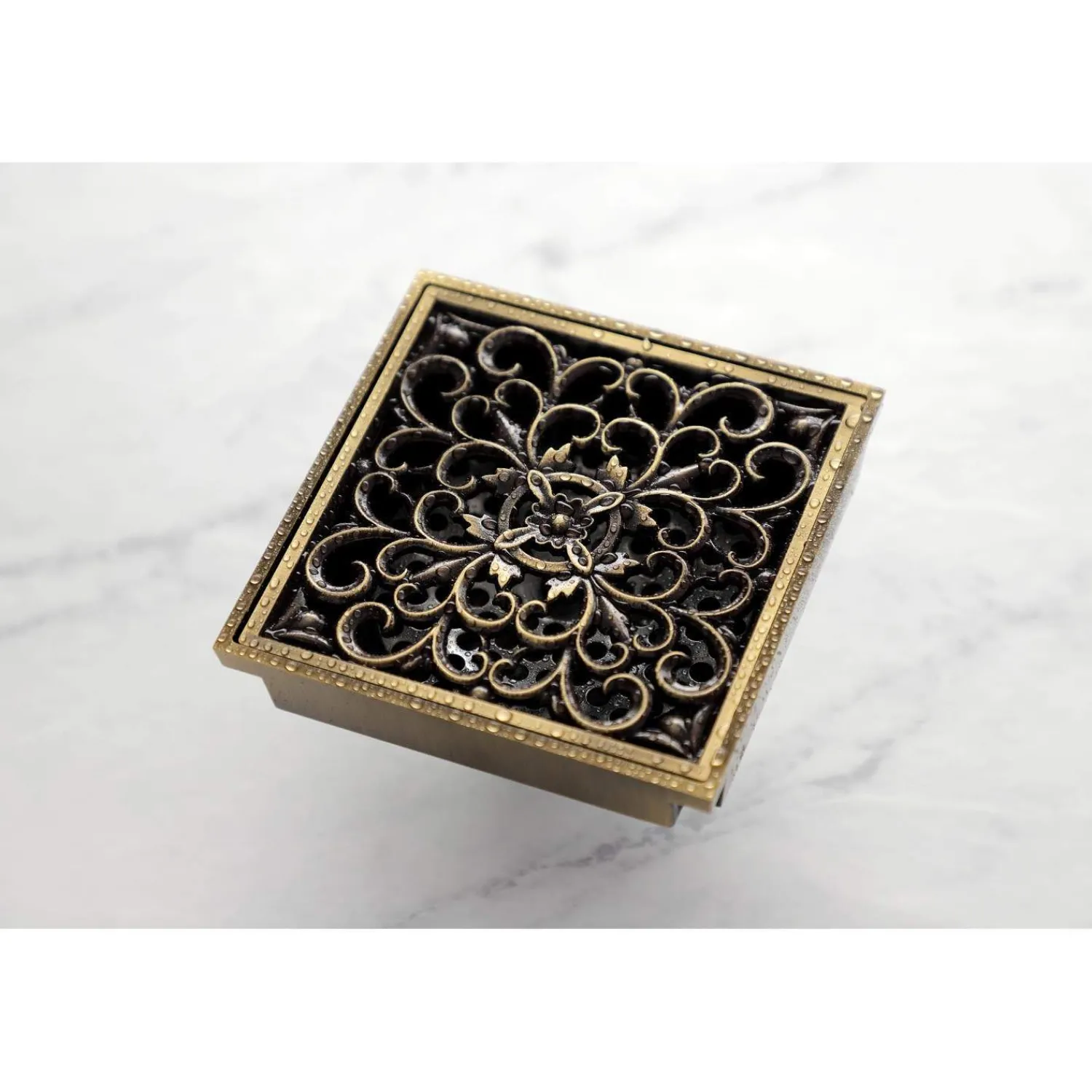 Sale Watercourse Scroll 4" Square Grid Shower Drain Shower Drains
