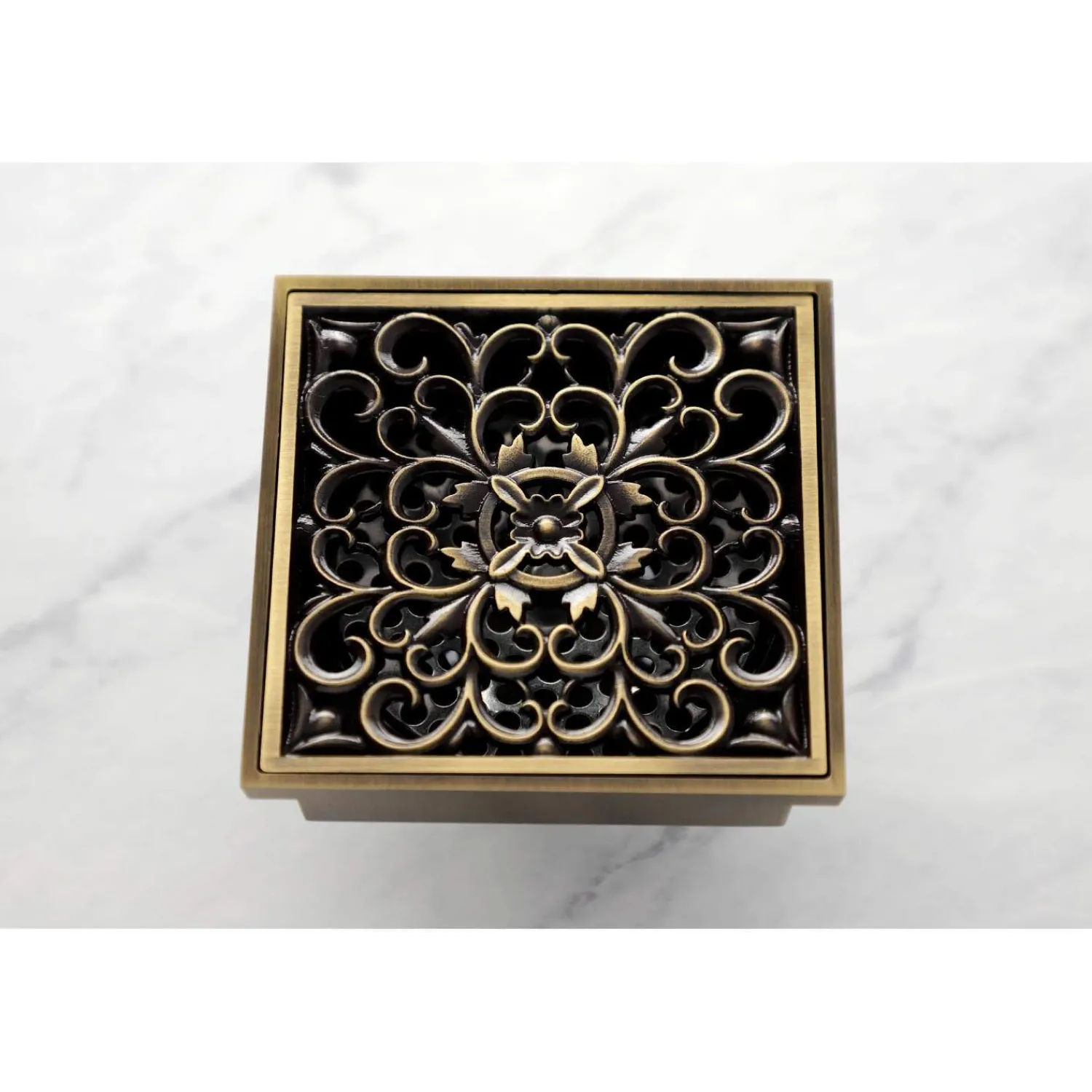 Sale Watercourse Scroll 4" Square Grid Shower Drain Shower Drains
