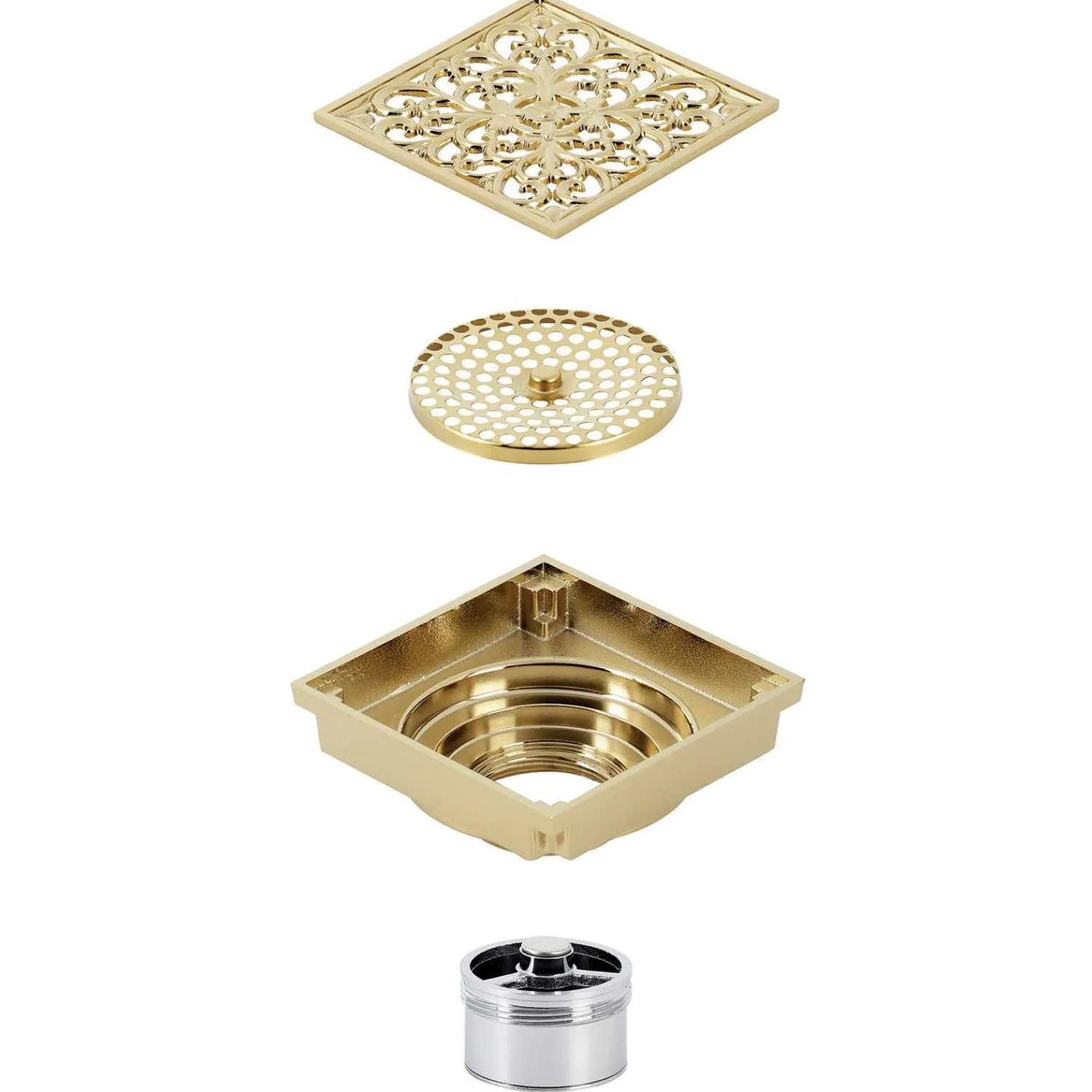 Sale Watercourse Scroll 4" Square Grid Shower Drain Shower Drains