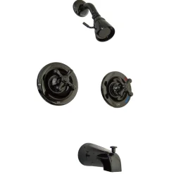 Best Water Onyx NB660AX Twin Cross Handle Pressure Balanced Tub and Shower Faucet with Volume Control Tub & Shower Sets