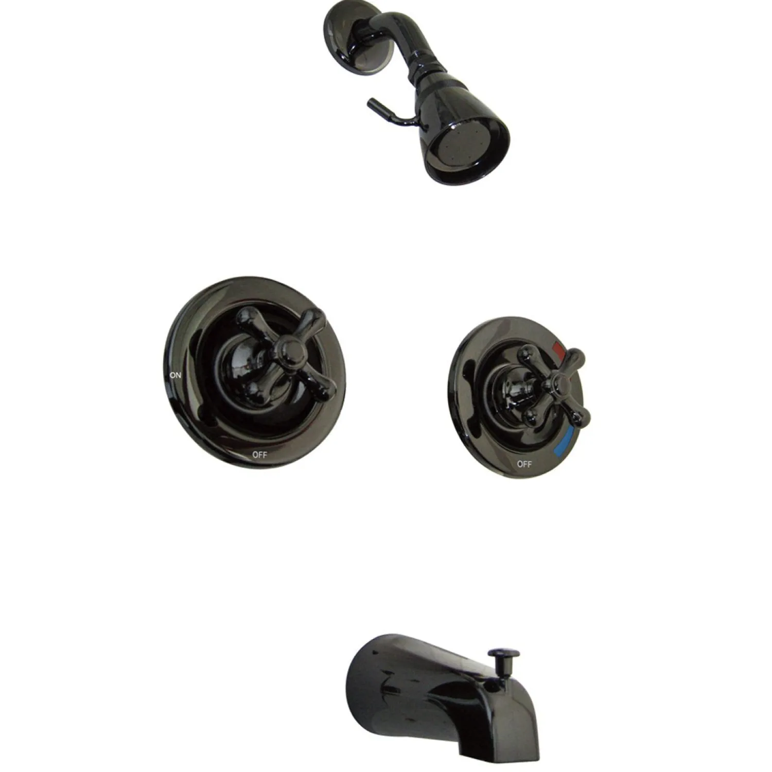 Best Water Onyx NB660AX Twin Cross Handle Pressure Balanced Tub and Shower Faucet with Volume Control Tub & Shower Sets