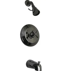 Water Onyx NB3630AX Pressure Balanced Tub and Shower Faucet with Metal Cross Handle Tub & Shower Sets