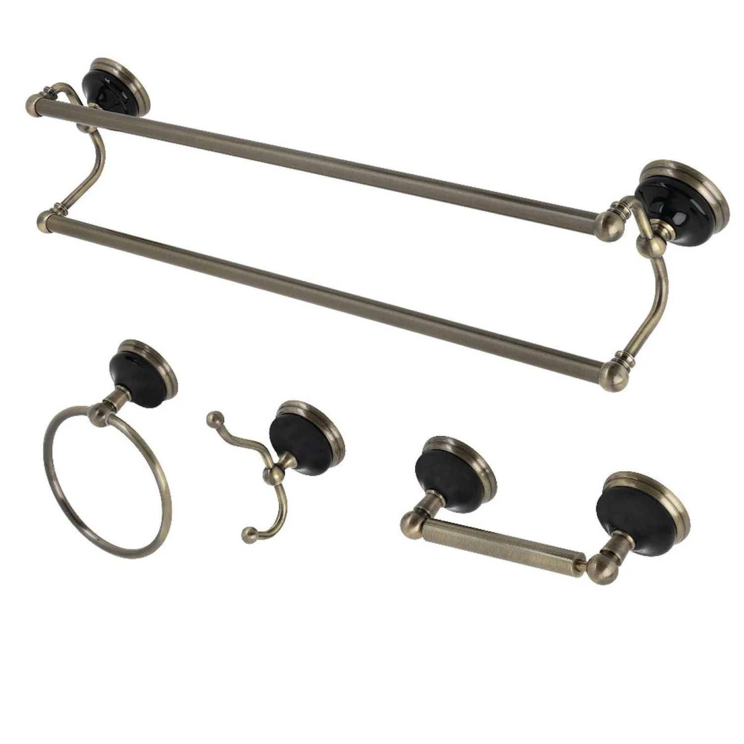 Hot Water Onyx 4-Piece 26.75" Bathroom Accessory Set Accessory Packages